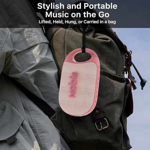 NOBIS Clip Portable Bluetooth Speaker, Up to 24H Playtime, IP68 Waterproof | BT 5.3, HD Sound & Custom EQ Via App, Wireless Stereo Pairing, Built-in Carabiner for Outdoor & Travel - color: Pink