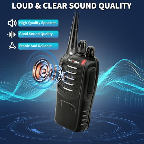 Walkie Talkies 6 Pack with Charging Base, 16 Channel Two Way Radio | Auto Squelch & VOX Hands-Free Walkie Talkies with 6-Way Charger, Rechargeable 1500mAh Li-ion Battery & Earpiece Sets