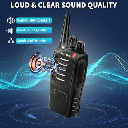 Walkie Talkies 6 Pack with Charging Base, 16 Channel Two Way Radio | Auto Squelch & VOX Hands-Free Walkie Talkies with 6-Way Charger, Rechargeable 1500mAh Li-ion Battery & Earpiece Sets