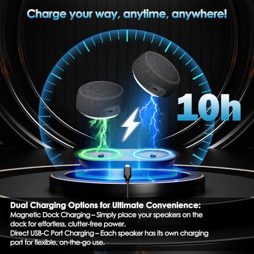 Bluetooth Speaker Set with Magnetic Base for Multi Room - color: Classic Black
