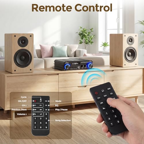 Romicta 2.1 Channel Stereo Audio Amplifier, 300Wx2+360W Home Audio Stereo Receiver Bluetooth 5.0 with USB/AUX, Remote, Bass Treble & Sub Control, for Active/Passive Subwoofer & Speaker