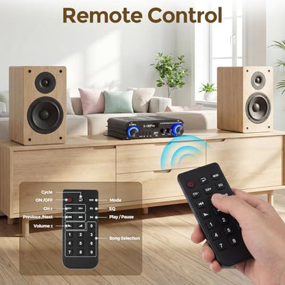 Romicta 2.1 Channel Stereo Audio Amplifier, 300Wx2+360W Home Audio Stereo Receiver Bluetooth 5.0 with USB/AUX, Remote, Bass Treble & Sub Control, for Active/Passive Subwoofer & Speaker
