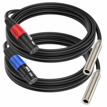 1/4“(6.35 mm) Female to XLR-Female 3-Pin Socket Audio Cord, 6.6 Foot, 2 Packs, 6.35mm TRS/TS to XLR Jack Adapter, High-Purity 4N OFC Conductors, for Audio Electronic Devices - size: 6.6 foot, style: 1/4 female to XLR female