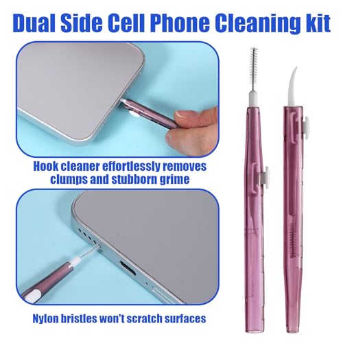 10 Pcs Charging Port Cleaner Phone Charge Port Cleaning Tool Kit Anti-Clogging Mini Brushes Cleaner Dual Side Multifunction Tools for Phone Camera Lens Speaker and Receiver - color: Purple