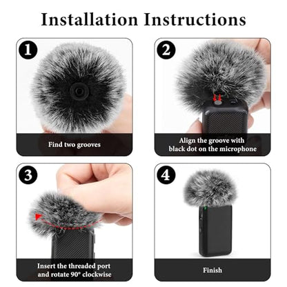 Geekria for Creators Furry Windscreen Compatible with DJI Mic, Mic DeadCat Wind Cover Muff, Fluff Cover Windshield, Wind Noise Reduction (Grey / 2 Pack)