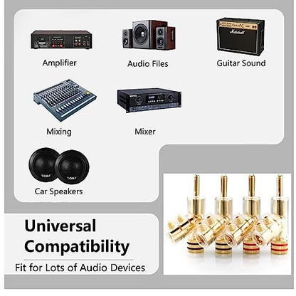 Tertullus 4Pcs Banana Clips Connectors Banana Plugs forSpeaker Wire Gold Plated Screw Locking Connectors forSpeaker Wire, AV Receiver, Amplifier, Surround Sound - size: Clipplug-G