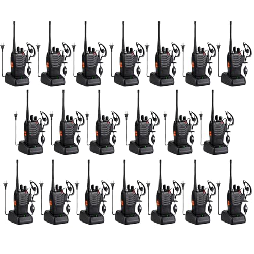 Baofeng Walkie Talkies 888S Rechargeable Long Range with Earpieces for Adults, 16 Channel Professional Radio Handheld Two Way Radios Li-ion Battery and Charger Included (20pack with 20earpiece) - color: 20pack with 20earpiece