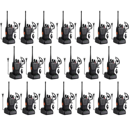 Baofeng Walkie Talkies 888S Rechargeable Long Range with Earpieces for Adults, 16 Channel Professional Radio Handheld Two Way Radios Li-ion Battery and Charger Included (20pack with 20earpiece) - color: 20pack with 20earpiece