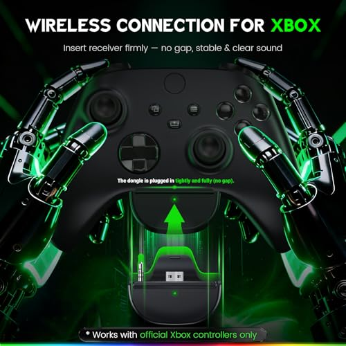 WESEARY Wireless Gaming Headset for Xbox Series X|S, 80H Ultra-Low Latency | 50mm Driver, 3D Sound, Dynamic Light & Noise Cancelling Mic, Work with PC, Ps5, Switch, 2.4GHz & Bluetooth, Game & Music Mode - color: Raven Black