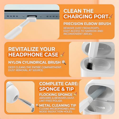 20 in 1 Multifunctional Cleaner Kit for Electronic Devices, Keyboard Cleaning Brush, Headphones Cleaner Kit for AirPods, Multi-Tool for Cleaning Laptop, Earbuds, Camera, Cellphones,White - color: white