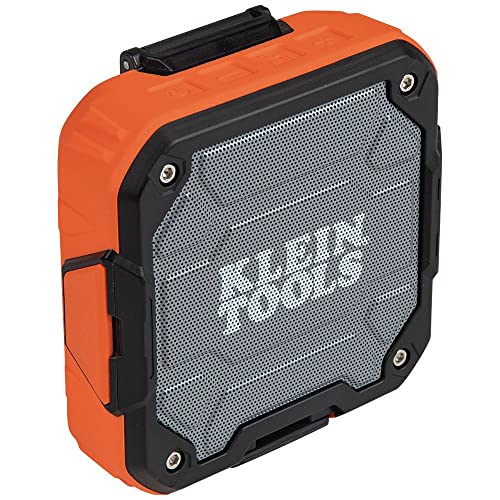 KLEIN TOOLS AEPJS2 Bluetooth Speaker with Magnetic Strip and Hook, Rechargeable, Wireless and Aux Capable, Hands Free Capable, 10 Hr Run Time, IP54 Dust and Water Resistant