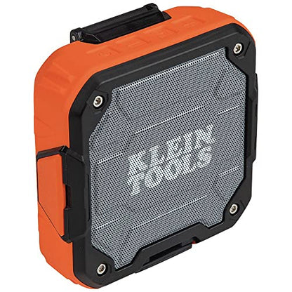 KLEIN TOOLS AEPJS2 Bluetooth Speaker with Magnetic Strip and Hook, Rechargeable, Wireless and Aux Capable, Hands Free Capable, 10 Hr Run Time, IP54 Dust and Water Resistant