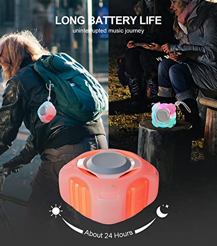 comiso Bluetooth Shower Speaker, IPX7 Waterproof Speaker with Robust Bass | Portable Speaker with LED Light, Floating, Stereo Sound, 2000mAh, Lanyard, Great for Kayak, Travel, Beach, Gift for All Ages - color: Crystal