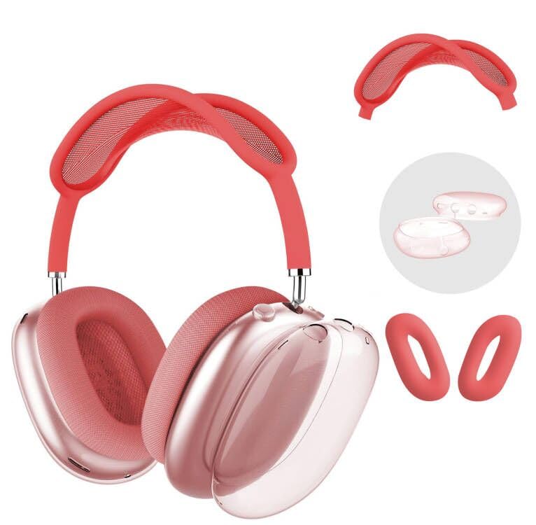 Compatible with Apple AirPods Max Case,Clear Soft TPU Anti-Scratch,Ear Pad Case Cover/Ear Cups Cover/Headband Covers for AirPods Max Headphones,Red - color: D-Red, size: Clear case