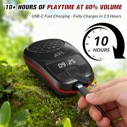 AYL Wearable Portable Bluetooth Speakers, Wireless Portable Speaker with Clip, Waterproof Clip-On (Non-Magnetic), Built-in Mic for Hands-Free Music/Calls for Work & Outdoors, 10-Hour Playtime