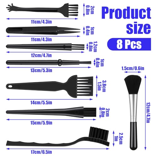 8 Pcs Mini Keyboard Cleaning Brushes Kit, Anti Static Electronic Dust Cleaning Brushes with PP Handle and Nylon Bristles, Keyboards Cleanings Brush for Computer Keyboard and Small Spaces