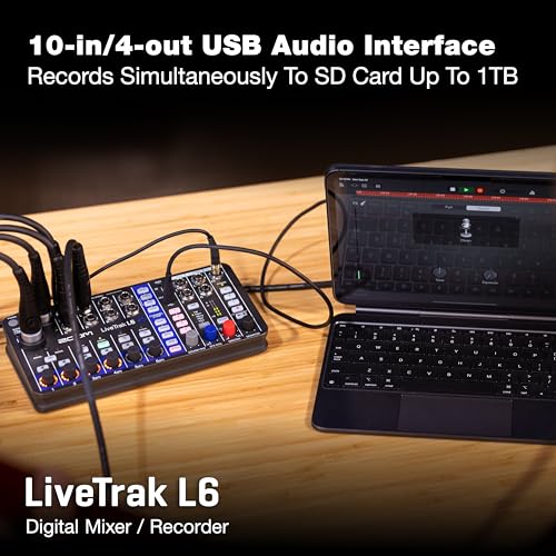 Zoom LiveTrak L6 Mixer/Recorder for Musicians & Podcasters | Clip-Free Audio with 32-Bit Float, 10 Channels, 2 Combo + 4 Stereo Inputs, MIDI, Effects, Battery Powered