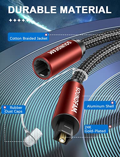 Optical Extension Cable 3 Foot, TOSLINK Male to Female Cable for Home Theater Soundbar TV - Red - size: 3.3 ft, style: Optical Cable Extension