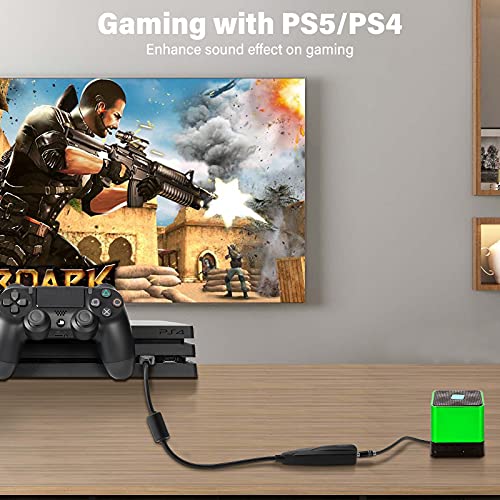 USB Stereo Sound Card, USB 7.1 External Audio Sound Adapter Card 5Hv2 Channel Converter to 3.5mm Headphone Microphone Jack for Mac, PC, Windows.