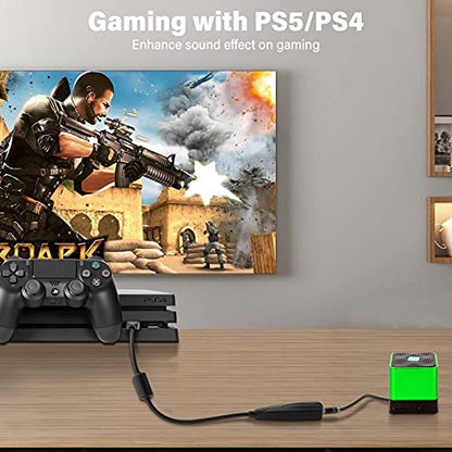 USB Stereo Sound Card, USB 7.1 External Audio Sound Adapter Card 5Hv2 Channel Converter to 3.5mm Headphone Microphone Jack for Mac, PC, Windows.