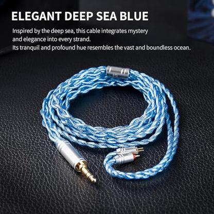 keephifi KBEAR 7030 .75 2 Pin IEM Cable, Headphone Cable Extension 3.5MM, Blue Braided 4-Strand Earbuds Cable for KZ ZS10 PRO/ZAR/ZAS/ZS12 PRO X/EDX PRO/Castor/DQS, CCA C12/ C10 Pro, Sigmot EM6L