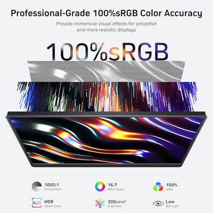 Anyuse 18.5" 100Hz FHD IPS USB-C HDMI Portable Monitor | 18.5" FHD IPS 100Hz, built-in stand & dual speakers, USB-C/HDMI, for PC/Phone/PS5/Xbox/Switch, travel gaming. - size: 18.5''