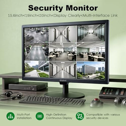 SKitphrati 15.6 Inch Small Computer PC Monitor, 1366x768 Video Screen with HDMI VGA BNC Ports, VESA Mounting, NVR/DVR for Home Office, Built-in Speakers - color: Black