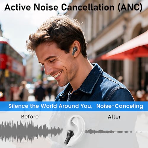 Wireless Earbuds 2 Pack, ANC in-Ear Bluetooth Headphones, Big Bass Durable, Lightweight Design for Noisy Factories, Gym, and Travel, 60 Hour Long Playtime - color: Black