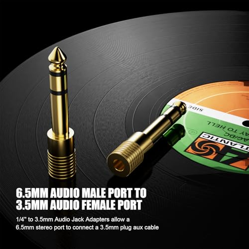 BERLAT Gold Plated 1/4 to 3.5mm Adapter, 6.35mm (1/4 inch) Male to 3.5mm (1/8 inch) Female Stereo Audio Adapter for Aux Cable, Guitar Amplifier, Headphone - 3 Pack - color: 3pack Plug and Play