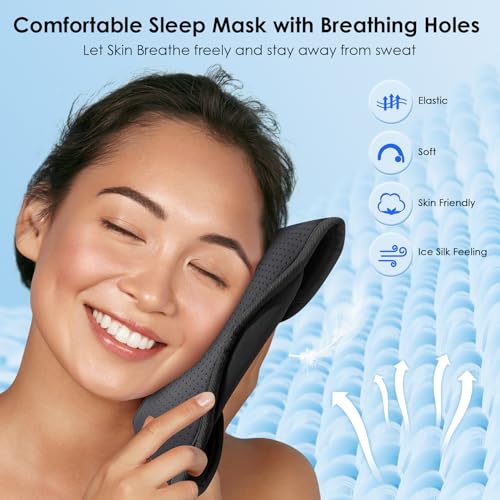 MUSICOZY Sleep Headphones Bluetooth 5.4 Sleep Mask with HD Sound | Breathable Flat Design with Cooling Lining, Washable Headband, 14 Hours Playtime for Travel Meditation Relaxation Gifts - color: Gray
