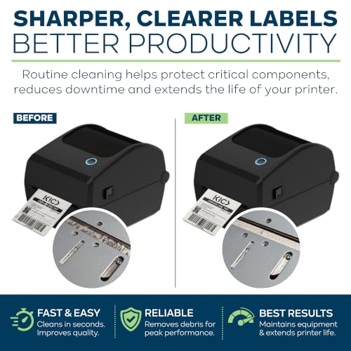 KIC> KICTeam - Label Printer Cleaning Wipes (100 Wipes) - NSF Certified - Presaturated with PrintMint | NSF Certified, For Cleaning Printer Printhead, Platen Rollers & Cutter, Saturated with Fast-Acting Formula - K2-WST100PM