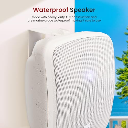 Pyle Outdoor 5.25" Wireless Bluetooth Speaker - 2-Way Waterproof Weatherproof Wall/Ceiling Mounted Dual Speakers with Heavy Duty Grill, Universal Mount, for Patio and Indoor Use (Pair) - color: White