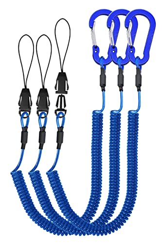 Lix&Rix Retractable Coiled Lanyards with Detachable Buckle | Quick Release Carabiner Clips - color: Blue 3pcs