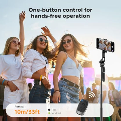 K&F CONCEPT 69" Auto Open Selfie Stick with 4 Legs & Stabilizing Handle | Phone Tripod, 360° Rotation Cell Phone Tripod Stand with Remote Control, Compatible with iPhone Osmo Pocket 4/3, A702