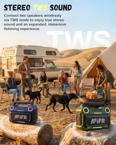 Outdoor Bluetooth Speaker 160W: IP67 Waterproof, 24H, TWS | Rugged portable speaker with deep bass, LED lights, TWS pairing for parties, beach, travel, camping, garage - color: Blue