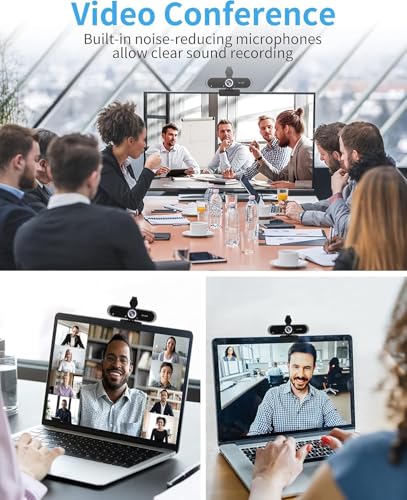 1080P Full HD Webcam with Microphone, 110° Wide Angle, Autofocus, USB Plug and Play, for Video Conferencing, Streaming, with Tripod
