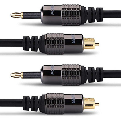 FosPower 24K Gold Plated Toslink to Mini Toslink Cable, 3 FT (2 Pack) | High-fidelity digital S/PDIF optical Toslink to Mini Toslink cable featuring 24K gold-plated connectors & PVC jacket - size: 6 Ft - 2 Pack