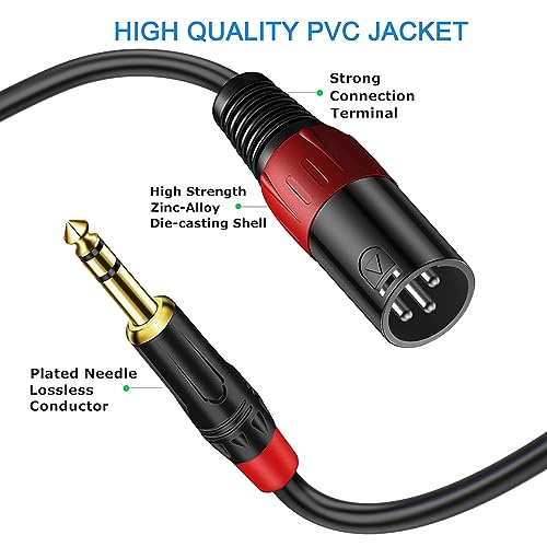 LanSenSu XLR to 1/4 TRS Stereo Adapter,XLR Male to 1/4 Inch (6.35mm) Stereo Balanced Microphone Stereo Audio Converter AdapterCable 2Pack(6.35mm to XLR Male-10ft) - size: 6.35mm to XLR Male-10ft