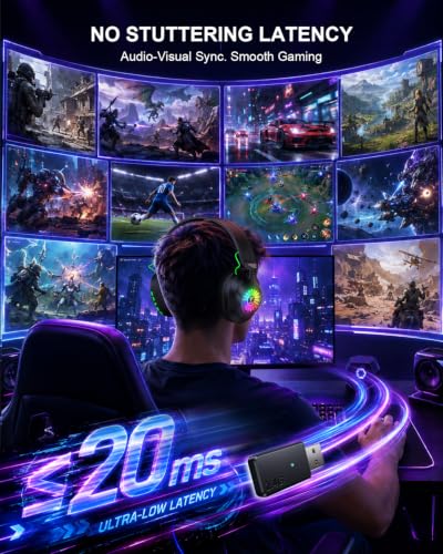 Vakedy Wireless Gaming Headset for PS5,PS4,Mac,Switch, RGB 20ms Latency | 2.4GHz & BT Gaming Headphones, 50H Battery and Noise Canceling Mic for Fortnite & Call of Duty/FPS Gamers, 50MM Drivers - color: Cool Black