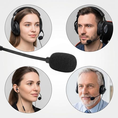 20 Pcs Headset Mic Cover Foam, 36×16×5mm Microphone Covers Foam | Black Microphone Windscreen, Noise Reduction Mini Microphone Pop Filter for Clear Audio fits Podcasting Vlogging & Interviews