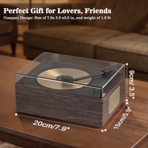 Walnut Wood Grain CD Player with Bluetooth 5.3 - Retro Desktop Music Player, Dual HI-FI Speakers, Remote Control, 2-Year Warranty for Home & Gift - color: Brown