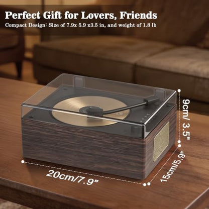 Walnut Wood Grain CD Player with Bluetooth 5.3 - Retro Desktop Music Player, Dual HI-FI Speakers, Remote Control, 2-Year Warranty for Home & Gift - color: Brown