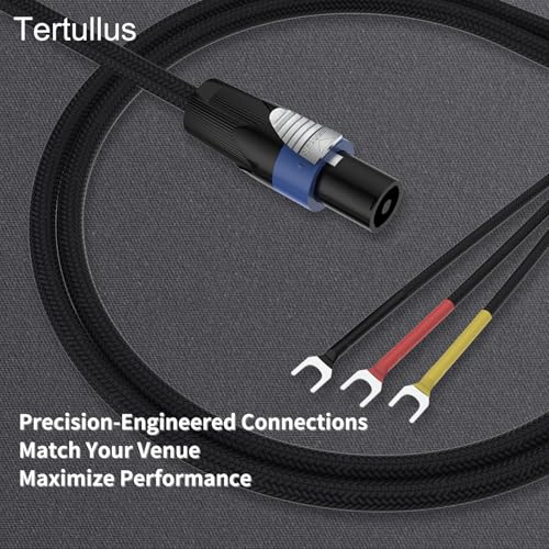 Tertullus Professional Speaker Wire with Speakon to 3-Spade Connectors | 8mm 2.5mm² OFC Silver-Plated Cord for PA Speakers, Subwoofers, Guitar Amps & Studio Monitors | Compatible with Peavey |1.5M - size: 1.5M