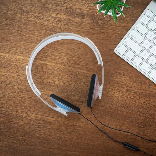 Koss KPH30i Clear Retro 90s Style On-Ear Headphones, Microphone, Wired Plug | Transparent, In-Line Microphone and Touch Remote Control, D-Profile Design, 3.5mm Jack - color: Clear