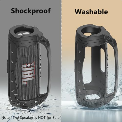 Silicone Cover Case for JBL Flip 7 Portable Bluetooth Speaker - color: Black