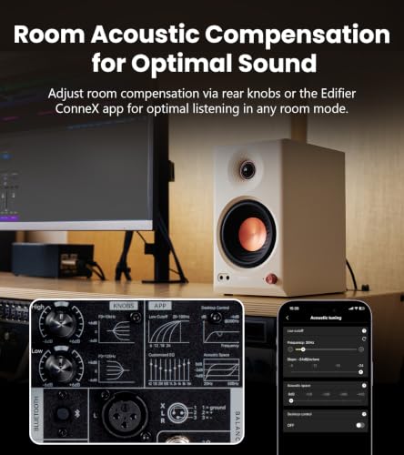 Edifier MR4.5 Bi-Amped Studio Monitor, 80W RMS Bookshelf Speakers - White | 4.5" Woofer 1" Silk Tweeter Hi-Res Audio Bluetooth 6.0 LDAC XLR/TRS/RCA/AUX Input Music Production Video Editing Home Audio - color: White
