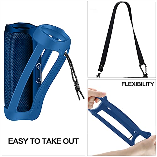 Silicone Case Compatible for FLIP 5 Portable Bluetooth Speaker, Gel Soft Skin Cover, Rubber Case, Travel Carry Pouch with Strap (Speaker and Accessories not Included)(Blue) | Soft Silicone Case for Flip 5 Speaker, Made for Grip, Travel Carry, and Everyday