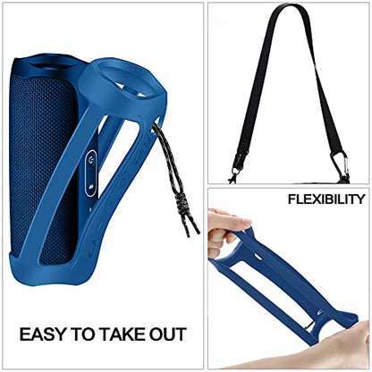 Silicone Case Compatible for FLIP 5 Portable Bluetooth Speaker, Gel Soft Skin Cover, Rubber Case, Travel Carry Pouch with Strap (Speaker and Accessories not Included)(Blue) | Soft Silicone Case for Flip 5 Speaker, Made for Grip, Travel Carry, and Everyday