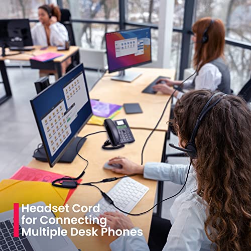 XS 825 Wired Telephone Headsets with Microphone for Office Training, Agent Coaching, Monitoring, Onboarding - Desk Phones Compatible with Yealink, Poly, Cisco, Avaya, Mitel (Stereo, Basic Bundle) - color: Stereo (1 Pack)