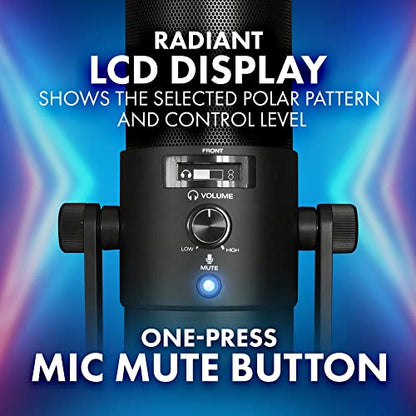 M-Audio Uber Mic | Professional USB Microphone With Switchable Polar Patterns and Integrated Headphone Output, black